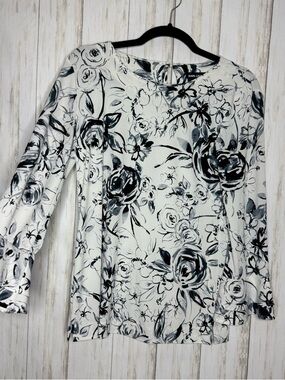 Karl Lagerfeld Black and White Floral Top XS